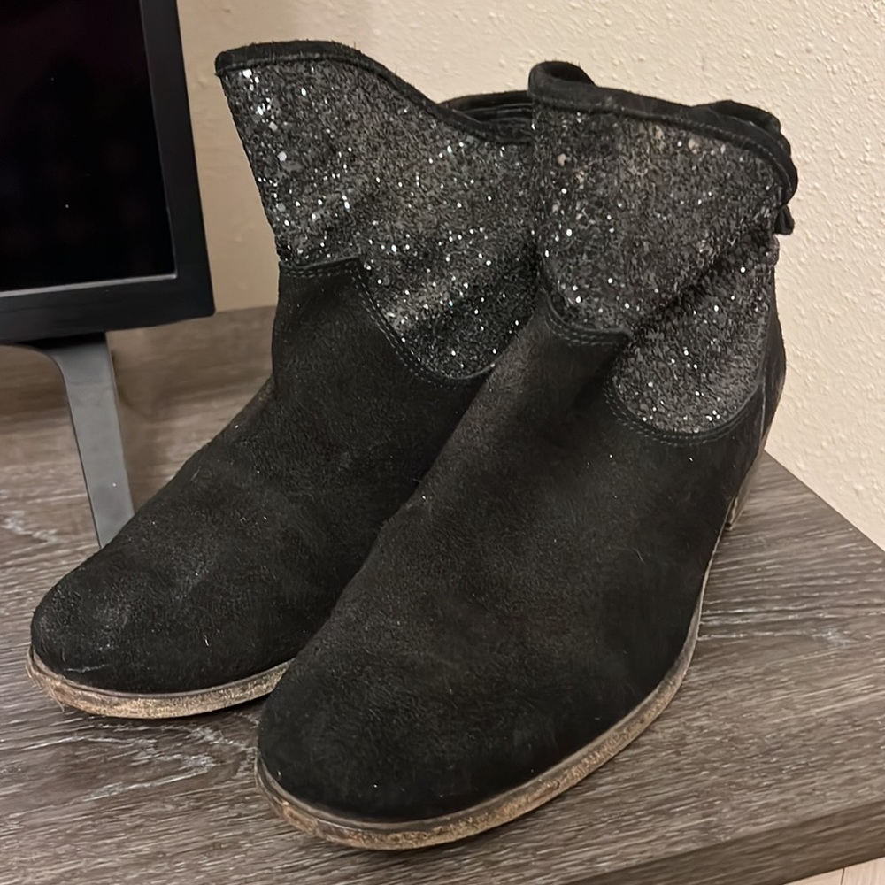 Hoss black suede leather sparkle boots ankle boots booties cowboy boots